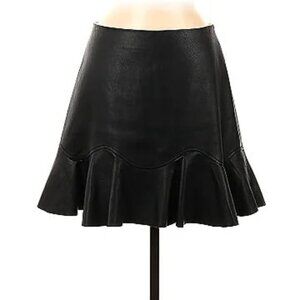 Rebecca Taylor Faux Leather Black Skirt sz 8